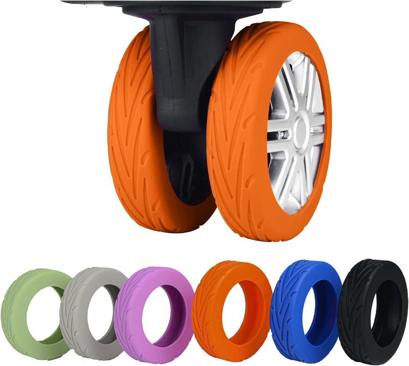 KOVNGE Upgrade Luggage Wheel Covers, 8pcs Suitcases Wheel Protector,Wear-Resistant, Anti-Noise, Silicone Protectors For 2-2.4"Luggage Spinner,Accessories for Travel (Orange) - Image 1